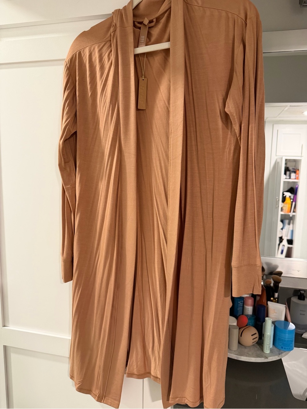 SKIMS Long Draped Robe in Camel
